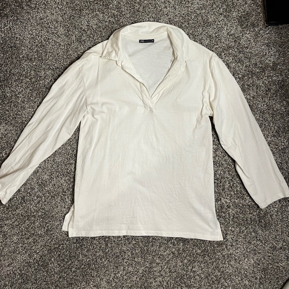 Women's Zara White Long Sleeve Size Medium - Picture 2 of 4